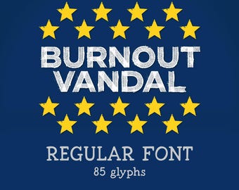 BURNOUT VANDAL – Tire Tread Alphabet Font – otf + ttf – Grunge Street Style for Logos, Posters, Apparel & DIY Projects