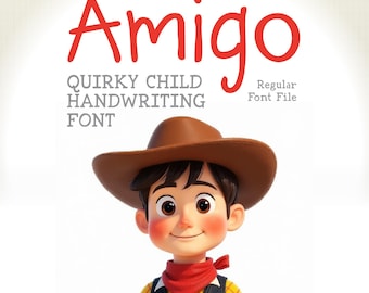AMIGO – Playful Kid Handwriting Font OTF TTF | Quirky Child Lettering for Cricut, Procreate, Canva & Crafts | Digital Download