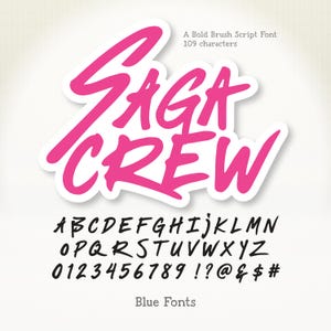 SAGA CREW - Brush Script Font otf + ttf - Organic Hand-Drawn Style, Street Art Alphabet for Music Posters Urban Branding Creative Designs