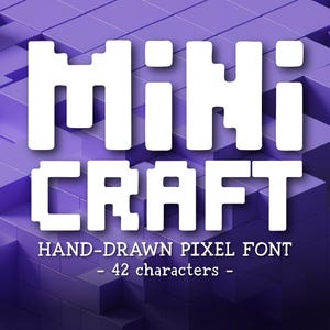 MINICRAFT OTF Block Font Pixel Art Font Blocky Letters Bold Display Font for Cricut Canva Font for Retro Game Design Procreate Alphabet
