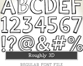 ROUGHLY 3D – Cartoon Font – Playful 3D Alphabet, Fun Comic Letters, Whimsical Party Decor, Animation Style, Bold Chunky Letters