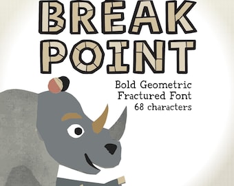 BREAKPOINT Geometric Fractured Display Font – otf ttf Alphabet for Industrial Logos Posters DIY Crafts Scrapbook Invitations and Procreate