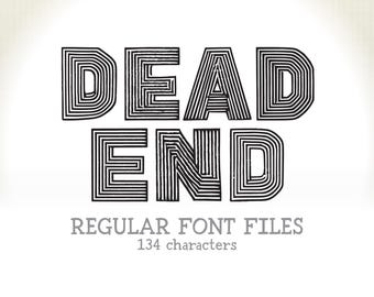 DEAD END Geometric Labyrinth Font – Hypnotic Op Art Display Typeface for Edgy Posters, Streetwear Clothing & Vinyl Stickers – otf + ttf