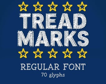 TREAD MARKS – Tire Track Alphabet Font – otf + ttf – Grunge Street Style for Logos, Posters, Apparel & DIY Projects