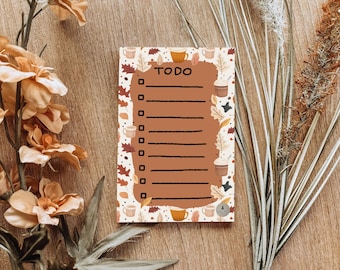 Note Pads, Autumn TO-DO List Halloween, Cozy Gift Organization, Pumpkin Coffee Cafe, Memo Pad, Cottagecore Stationery Set, Mindfulness