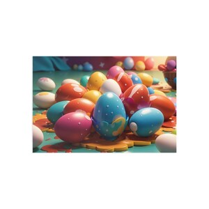 Cartes postales colorées sur le thème de Pâques, cartes de voeux de printemps, décoration des fêtes, oeuvre d'art sur des œufs de Pâques, cadeaux mignons pour amis