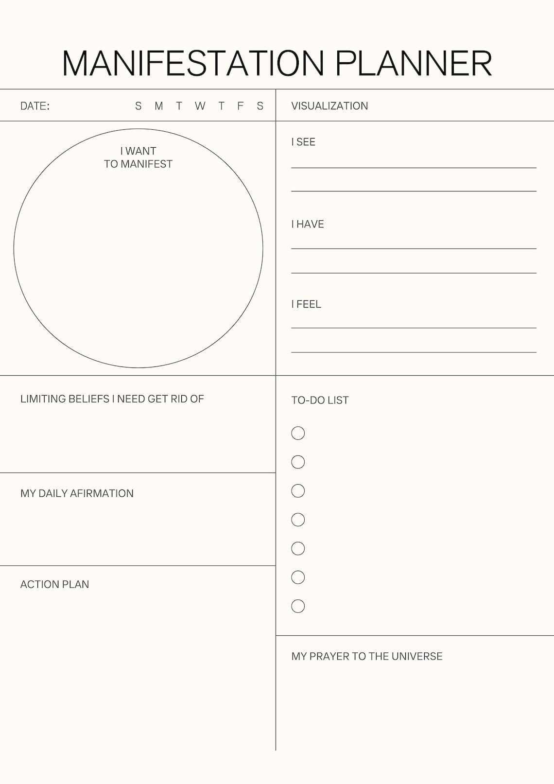 Printable Manifestation Planner | Daily Manifestation Journal PDF ...