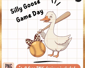 Silly Goose Game Day PNG: Softball Bow (Digital Download)