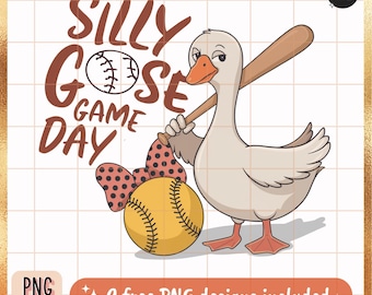 Silly Goose Game Day PNG: Softball Bow (Digital Download)
