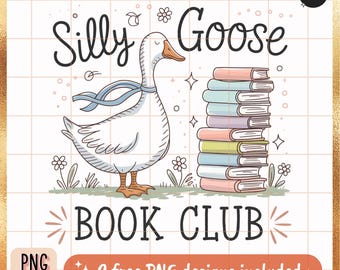 Club de lecture Quirky Goose PNG – Sublimation d'inspiration vintage – Téléchargement instantané Cottagecore tendance