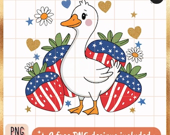 Patriotisk jordgubb PNG: USA-rosett Clipart, 4 juli (digital nedladdning)