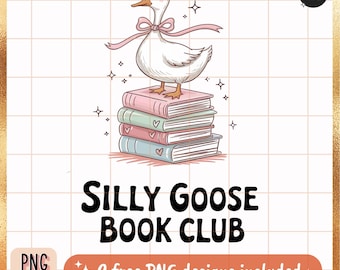 Goose Book Club PNG : conception fantaisiste d'oie (téléchargement numérique)