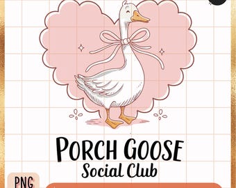 Vintage Porch Goose PNG – Trendy Hand-Drawn Design for Sublimation – Quirky Silly Goose Digital Download