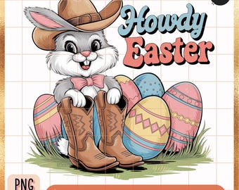 Cowboy Easter Bunny PNG: Western Boots Clipart (Digital Download)