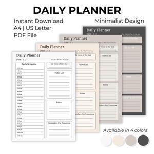 Minimalistischer Tagesplaner | Digitaler Planer | Druckbare & digitaler Download