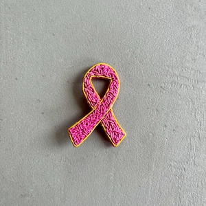 Pink October embroidered brooch