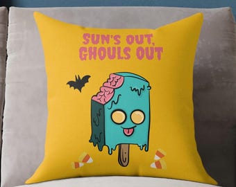 Summerween Pillow: Spooky Ghouls & Melting Ice Cream, Fun Halloween Decor