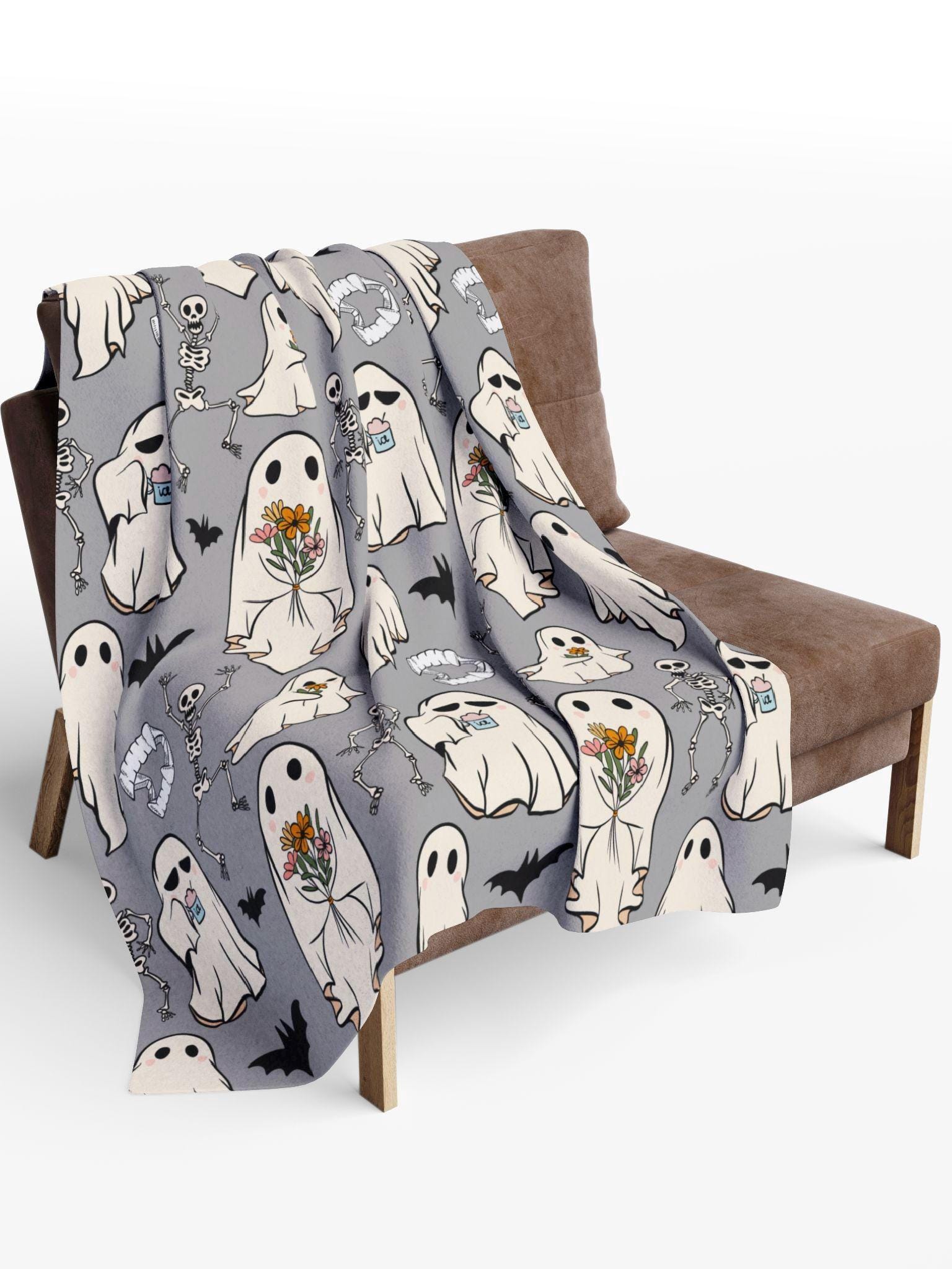 Pastel Ghost Summerween Blanket, Soft Fleece Blanket—  Halloween Beachy Throw, great camping blanket, beach blanket