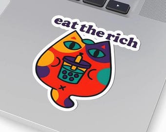 Eat the Rich Sticker: Kawaii Anti-Capitalism Protest Art