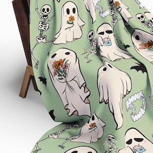 Pastel Ghost Fleece Summerween Blanket:  Halloween Throw, Halloween Decor