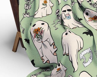 Manta polar de verano con diseño de fantasmas en tonos pastel: manta de Halloween, decoración de Halloween