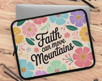 Faith Flower Print Laptop Sleeve: Inspirational Neoprene Tech Accessory