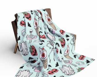 Pastel Ghost Summerween Blanket, Soft Fleece Blanket—  Halloween Beachy Throw