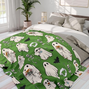 Summerween Fleece Blanket: Halloween Beachy Throw - Hot Pink or Green