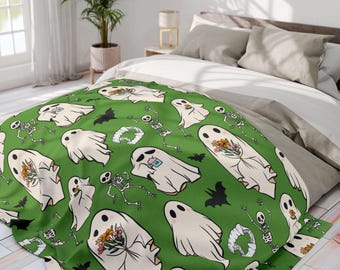 Summerween Blanket, Soft Fleece Blanket— Halloween Beachy Throw, great camping blanket, beach blanket