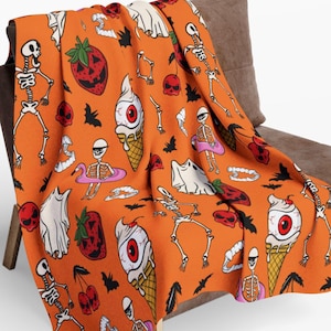 Summerween Fleece Blanket: Goblins, Ghosts, Beachy Halloween