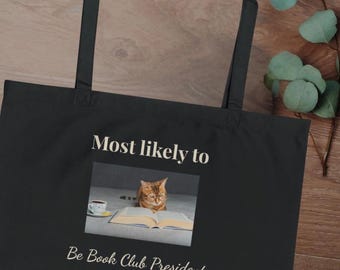 Borsa tote per amanti dei libri: shopper in cotone biologico, presidente del club del libro