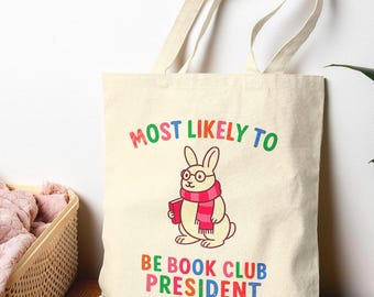 Bolsa de lona de algodón para presidente del club de lectura: regalo para lectores amantes de los libros