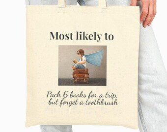 Katoenen canvas draagtas Book Lover, ontwerp 6 boeken