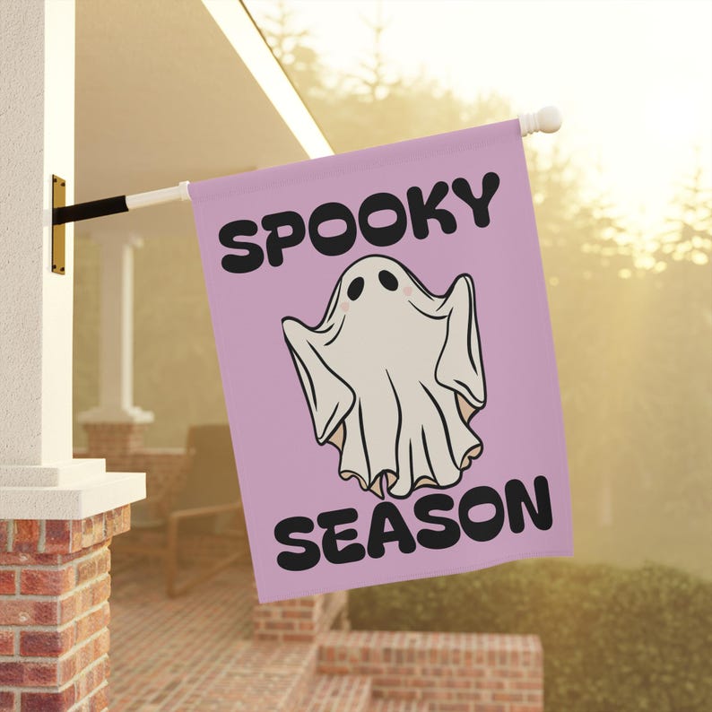 Summerween Ghost Garden Banner: Pastel Halloween Outdoor Decor image 3