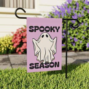 Summerween Ghost Garden Banner: Pastel Halloween Outdoor Decor image 1