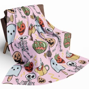 Pastel Goblins Fleece Blanket: Summerween Halloween Comfort