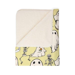 Summerween Blanket, Pastel Ghost Blanket: Sherpa Fleece Halloween Throw