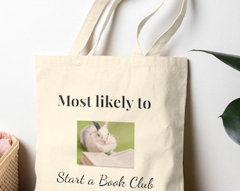 "Buchliebhaber-Baumwollleinen-Einkaufstasche, Sommer-Strandtasche, Buchclub-Geschenk, "Höchstwahrscheinlich, einen Buchklub zu gründen," Booktrovertgeschenk!"