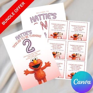 Elmo 2nd Birthday Party Invitation Bundle: Welcome Sign & Thank You Card (Digital Download)