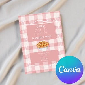 Cutie Pie First Birthday Invitation: Editable Canva Template (Digital Download