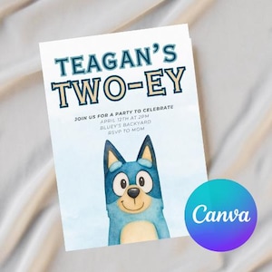 Bluey 2nd Birthday Invitation: Editable Canva Template (Digital Download