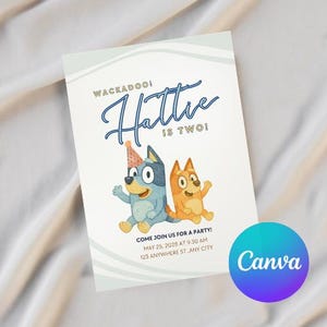 Bluey 2nd Birthday Invitation: Editable Blue Dog Party Invite (Digital Download
