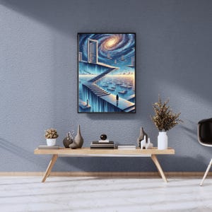 Digital Art Printable Surreal Cosmic Doors & Stairs | Poster Print 5 Formats | Wall Art | Digital Download | Wall Decor