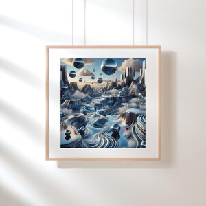 Digital Art Printable Surreal Art Illusion | Poster Print 5 Formats | Ethereal Flow & Bubbles | Digital Download | Mystical Wall Decor