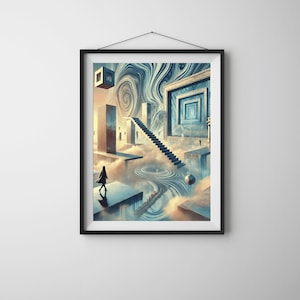 Digital Art Printable Surreal Stairs Illusion | Poster Print 5 Formats | Wall Art | Digital Download | Wall Decor