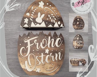 Easter basket Easter surprise egg Easter egg Easter basket box gift box Easter box laser SVG, CDR, EPS and PdF wood