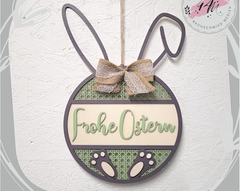 Door hanger door wreath Easter Easter wreath wreath door hanger wooden Easter bunny laser SVG, PDF, Cdr, EPS