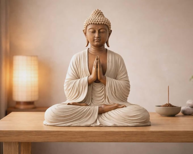 Buddha Statue Whitewash - 40cm Welcome.