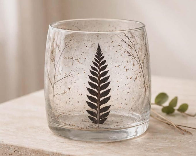 Natural Floral Glass - Straight Candle Holder - Pino - (10x9cm)