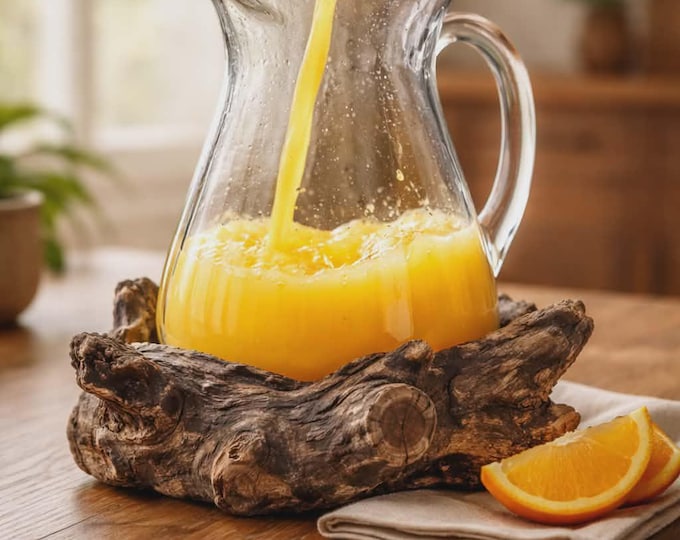 Molten Glass on Wood Water Jug. Fair Trade.